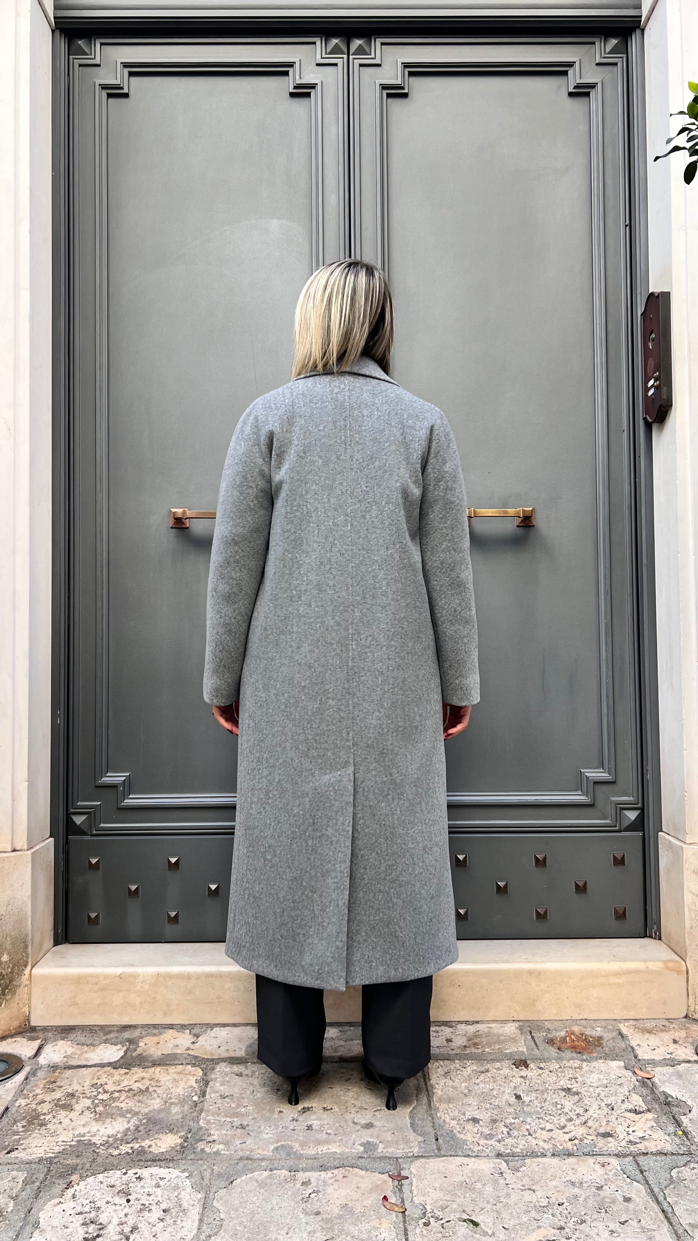 CAPPOTTO LUNGO DOPPIOPETTO MISTO LANA GRIGIO