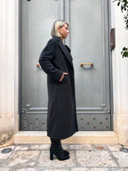 CAPPOTTO LUNGO DOPPIOPETTO MISTO LANA NERO