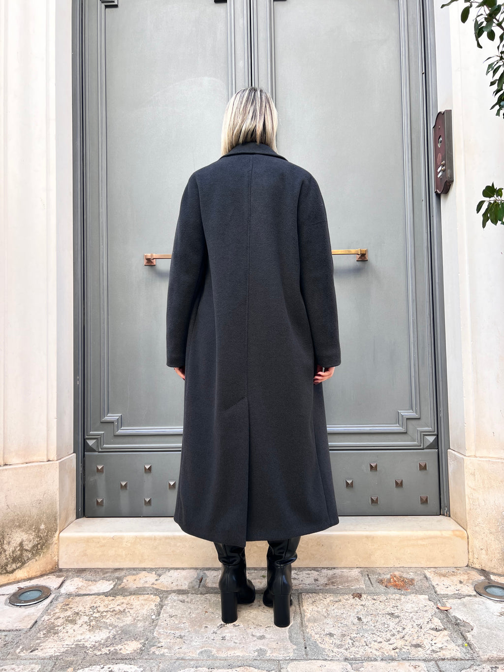 CAPPOTTO LUNGO DOPPIOPETTO MISTO LANA NERO