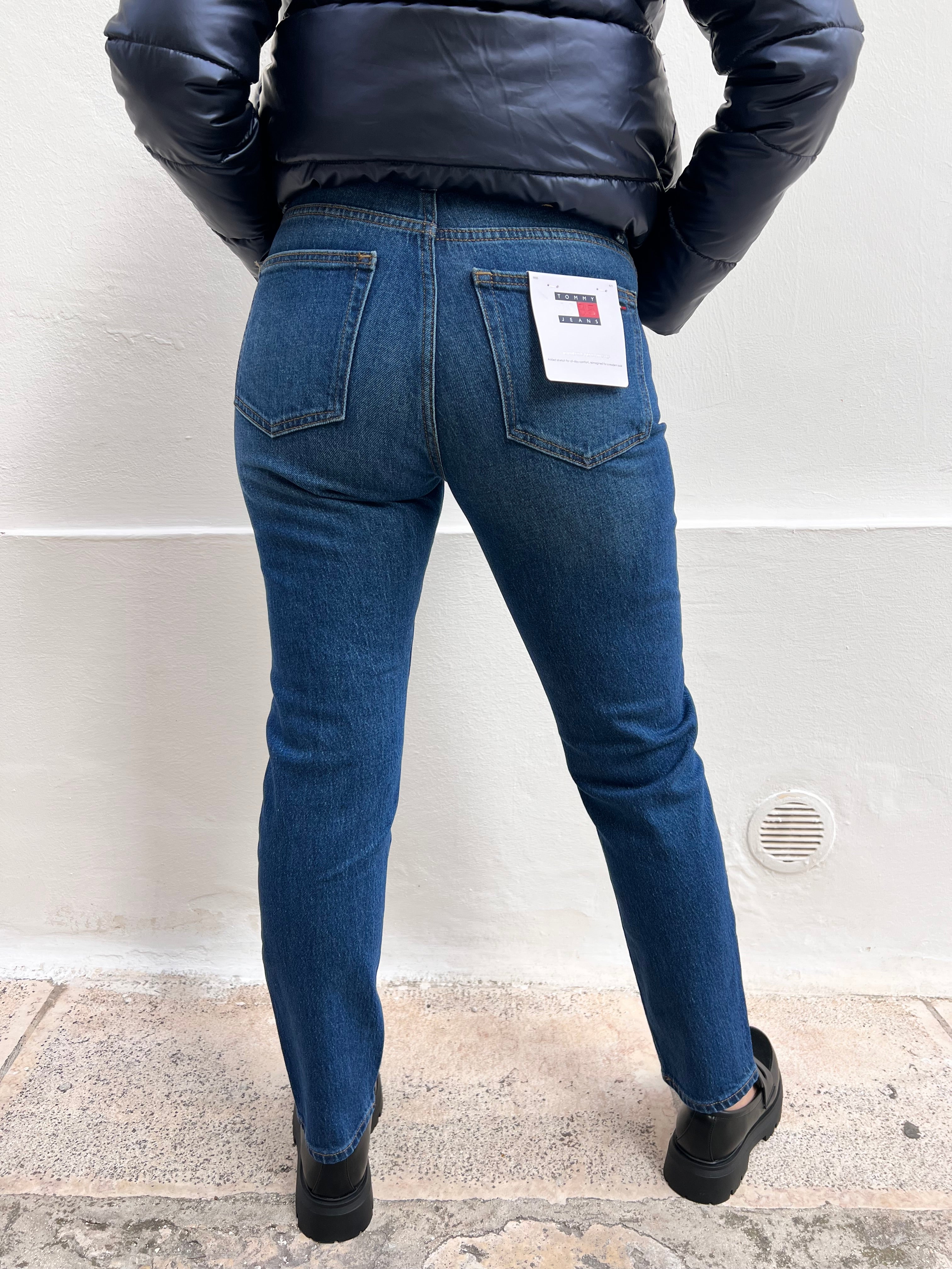 JEANS DONNA TOMMY HILFIGER – VITA ALTA, SLIM STRAIGHT, DENIM BLU ELASTICIZZATO