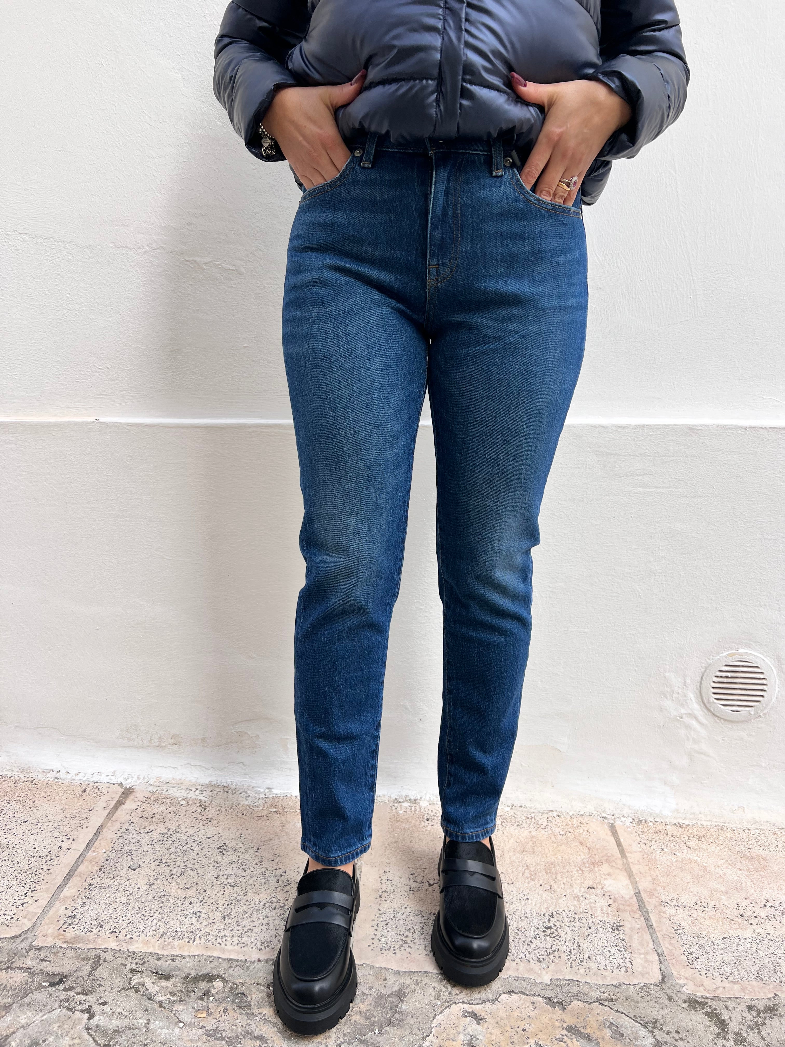 JEANS DONNA TOMMY HILFIGER – VITA ALTA, SLIM STRAIGHT, DENIM BLU ELASTICIZZATO