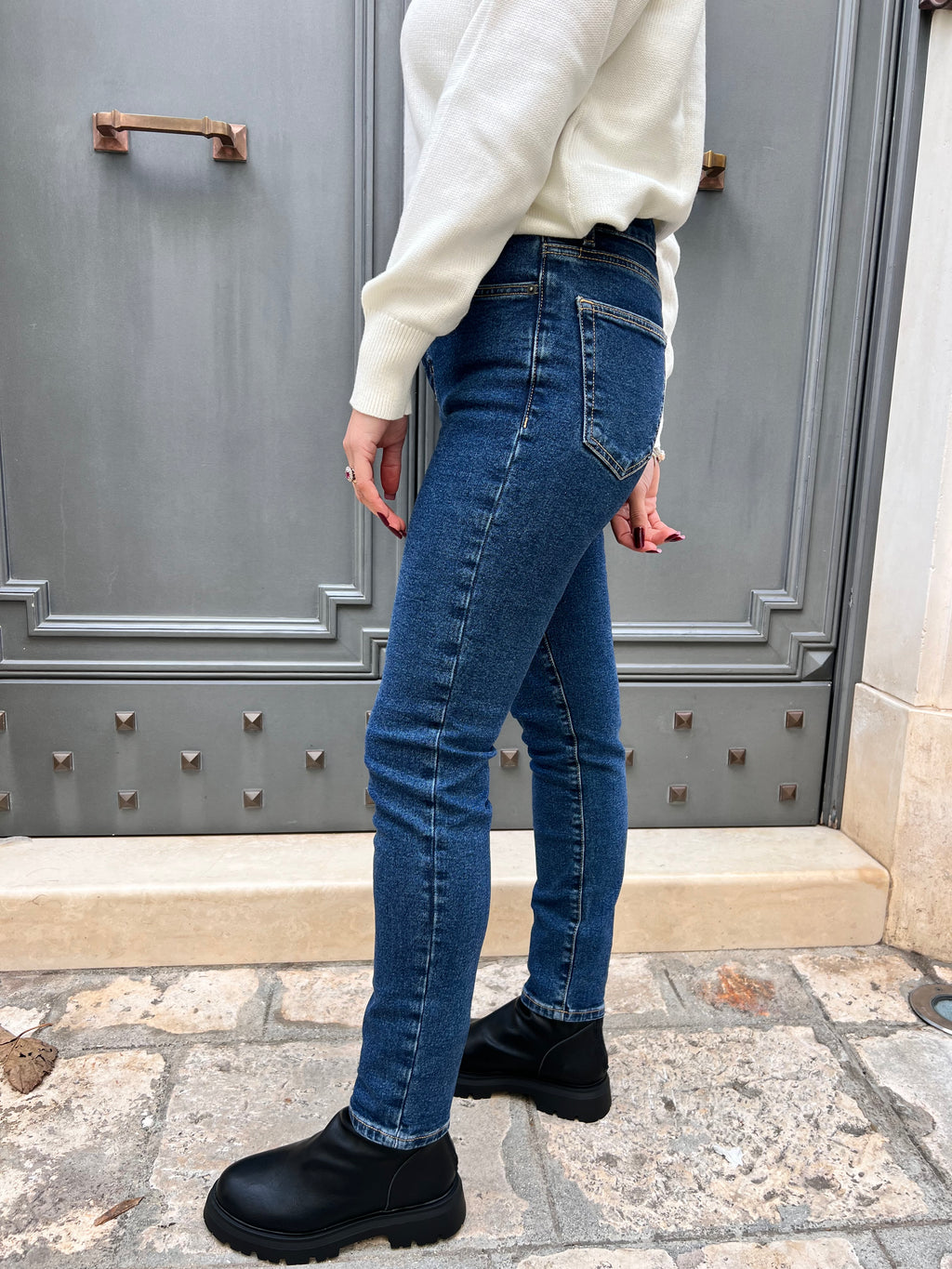 JEANS DONNA GUESS G05 SKINNY – VITA ALTA, DENIM ELASTICIZZATO, MODELLANTE BLU NAVY