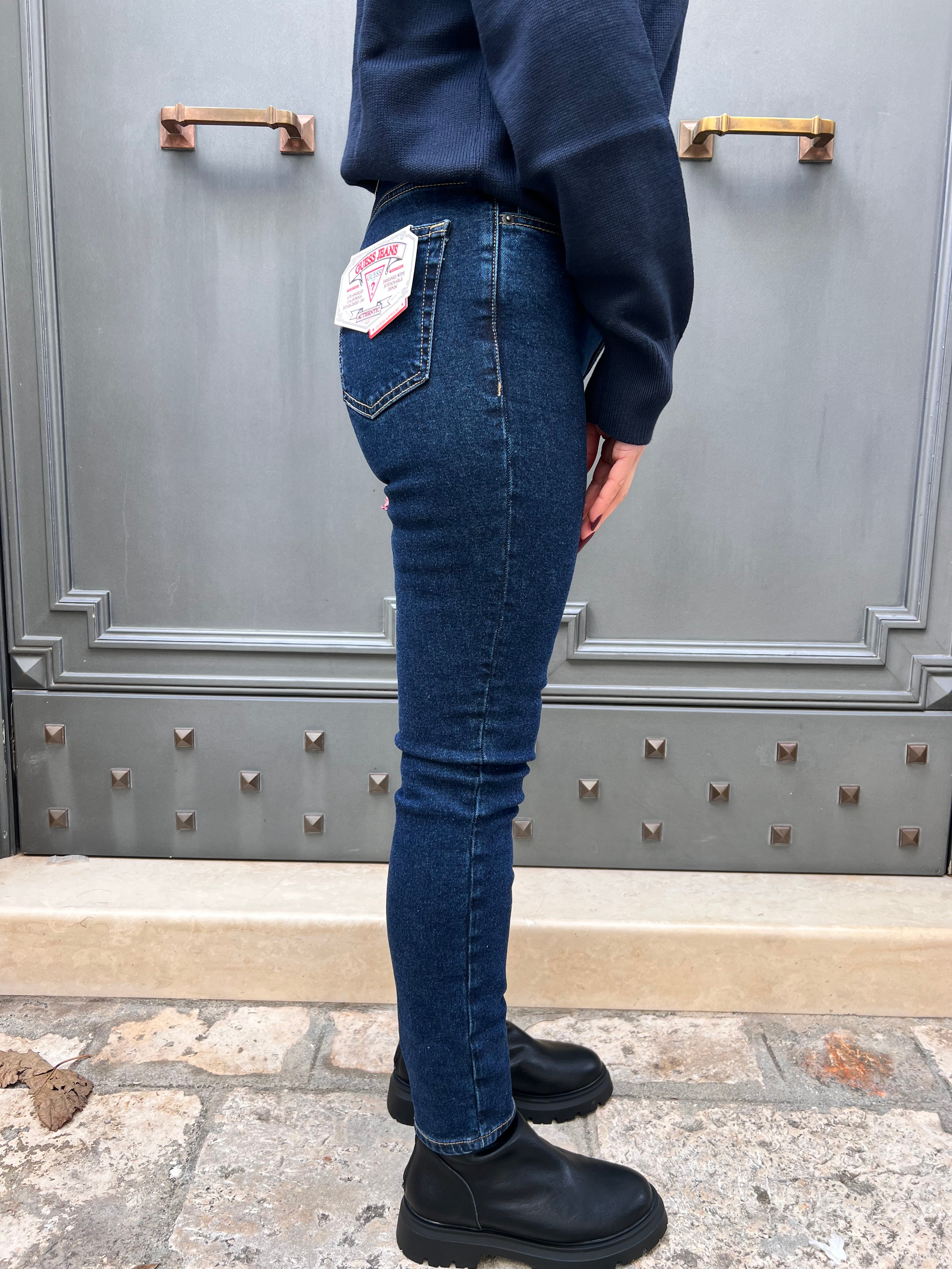 JEANS DONNA GUESS G05 SKINNY – VITA ALTA, DENIM ELASTICIZZATO, MODELLANTE BLU