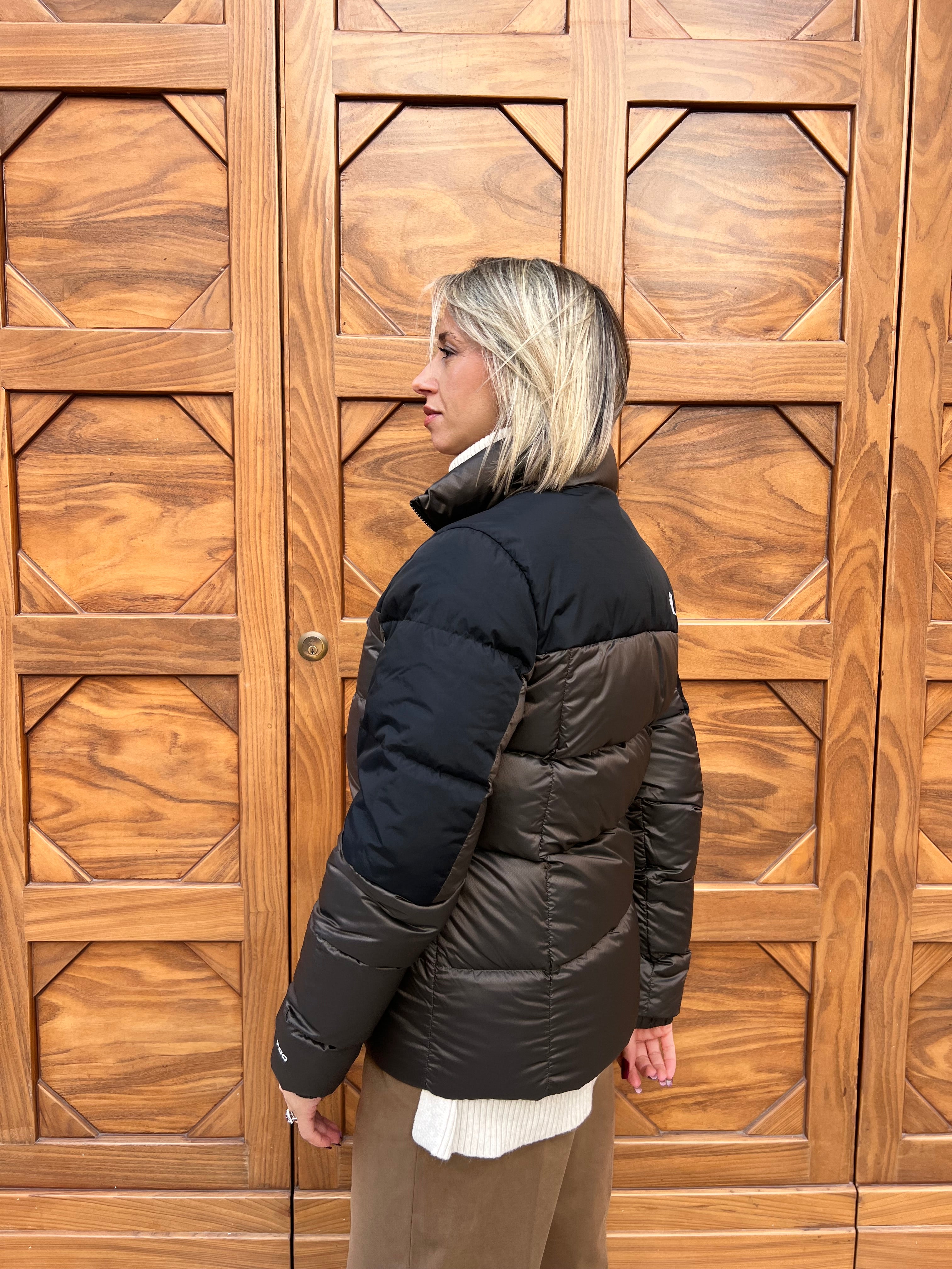 PIUMINO DONNA THE NORTH FACE BICOLORE INVERNALE MARRONE