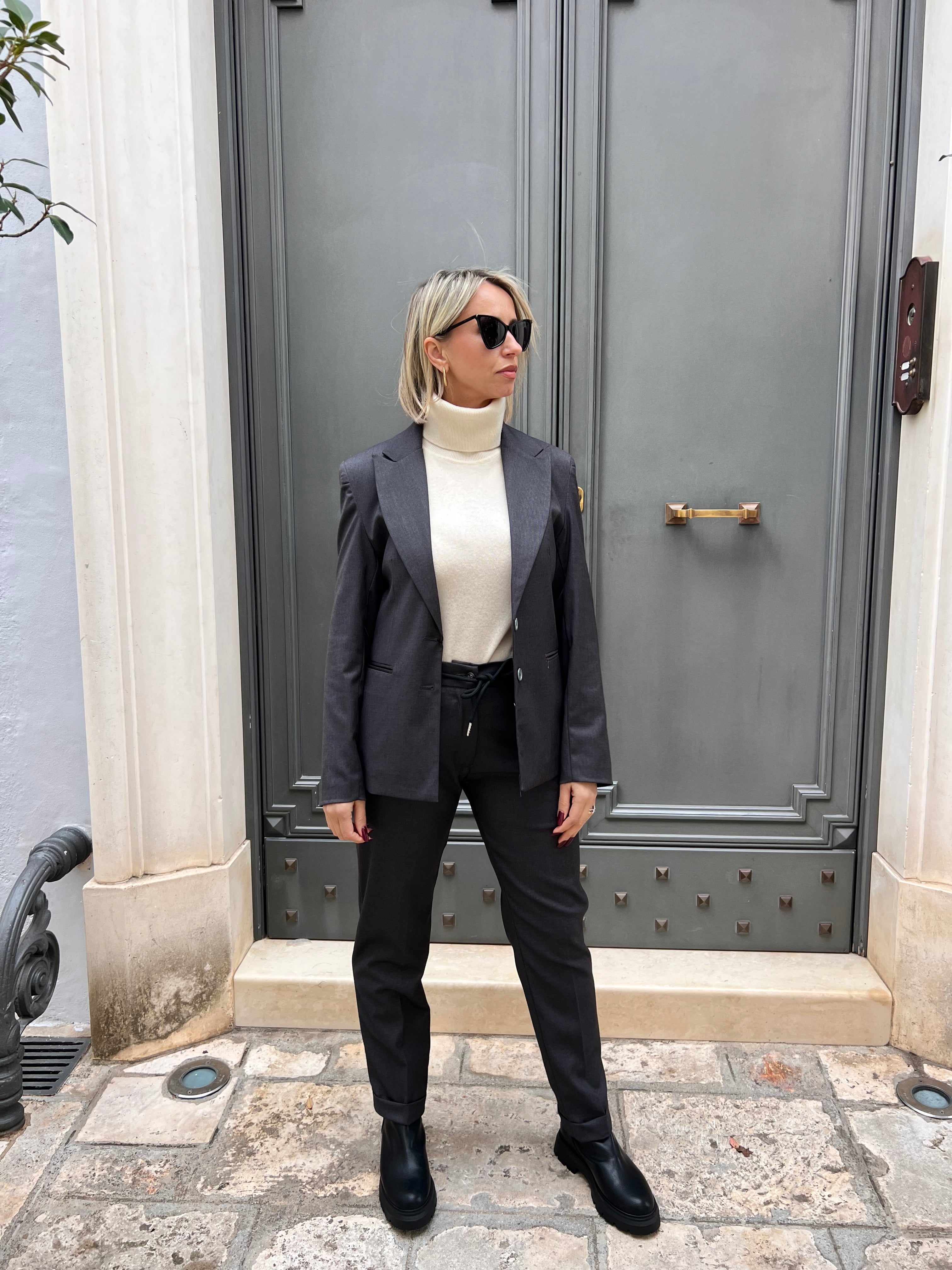 GIACCA DONNA ELEGANTE PLAZA TAGLIO DRITTO CLASSICO, PERFETTA PER TAILLEUR E LOOK CASUAL CHIC GRIGIO