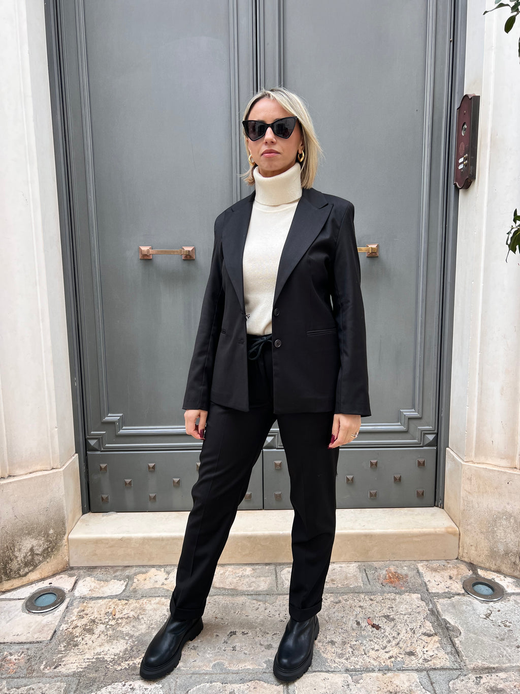 PANTALONE DONNA ELEGANTE CON COULISSE PLAZA NERO