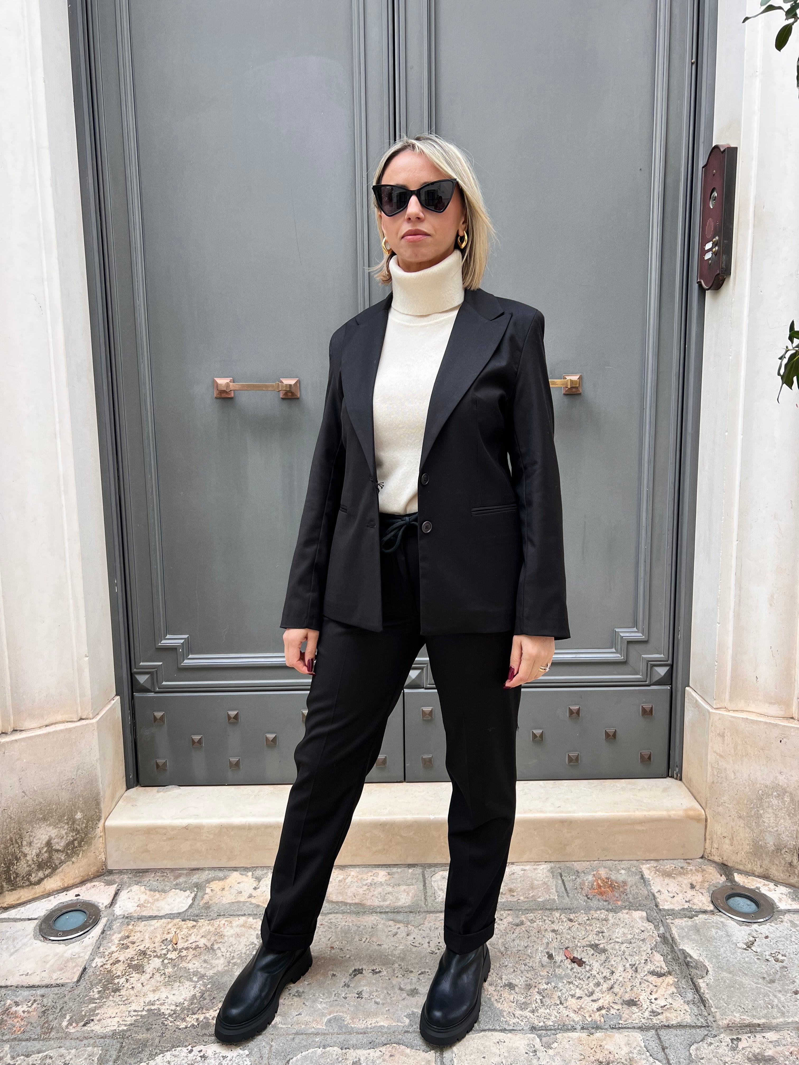 PANTALONE DONNA ELEGANTE CON COULISSE PLAZA NERO