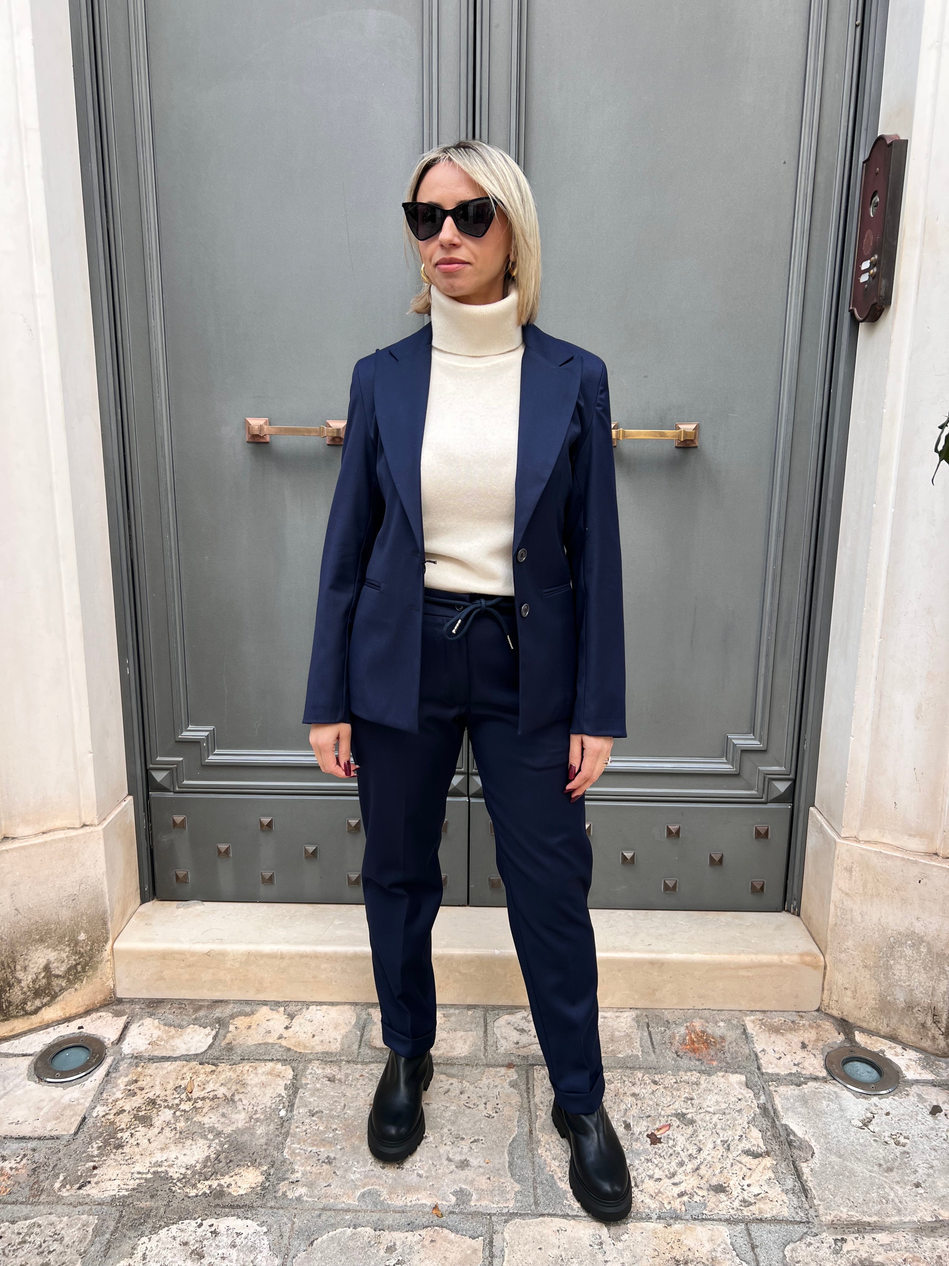 GIACCA DONNA ELEGANTE PLAZA TAGLIO DRITTO CLASSICO, PERFETTA PER TAILLEUR E LOOK CASUAL CHIC BLU