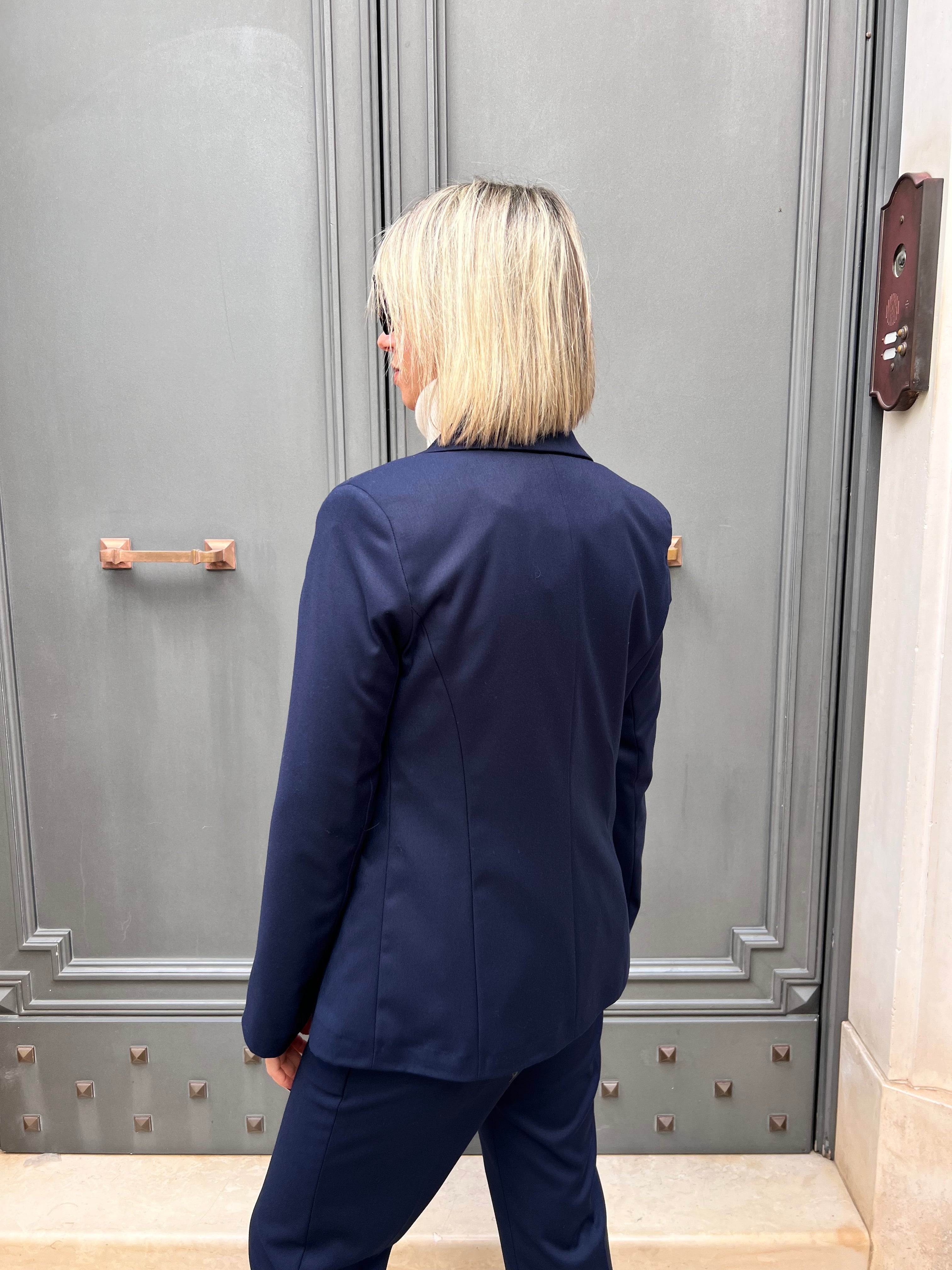GIACCA DONNA ELEGANTE PLAZA TAGLIO DRITTO CLASSICO, PERFETTA PER TAILLEUR E LOOK CASUAL CHIC BLU