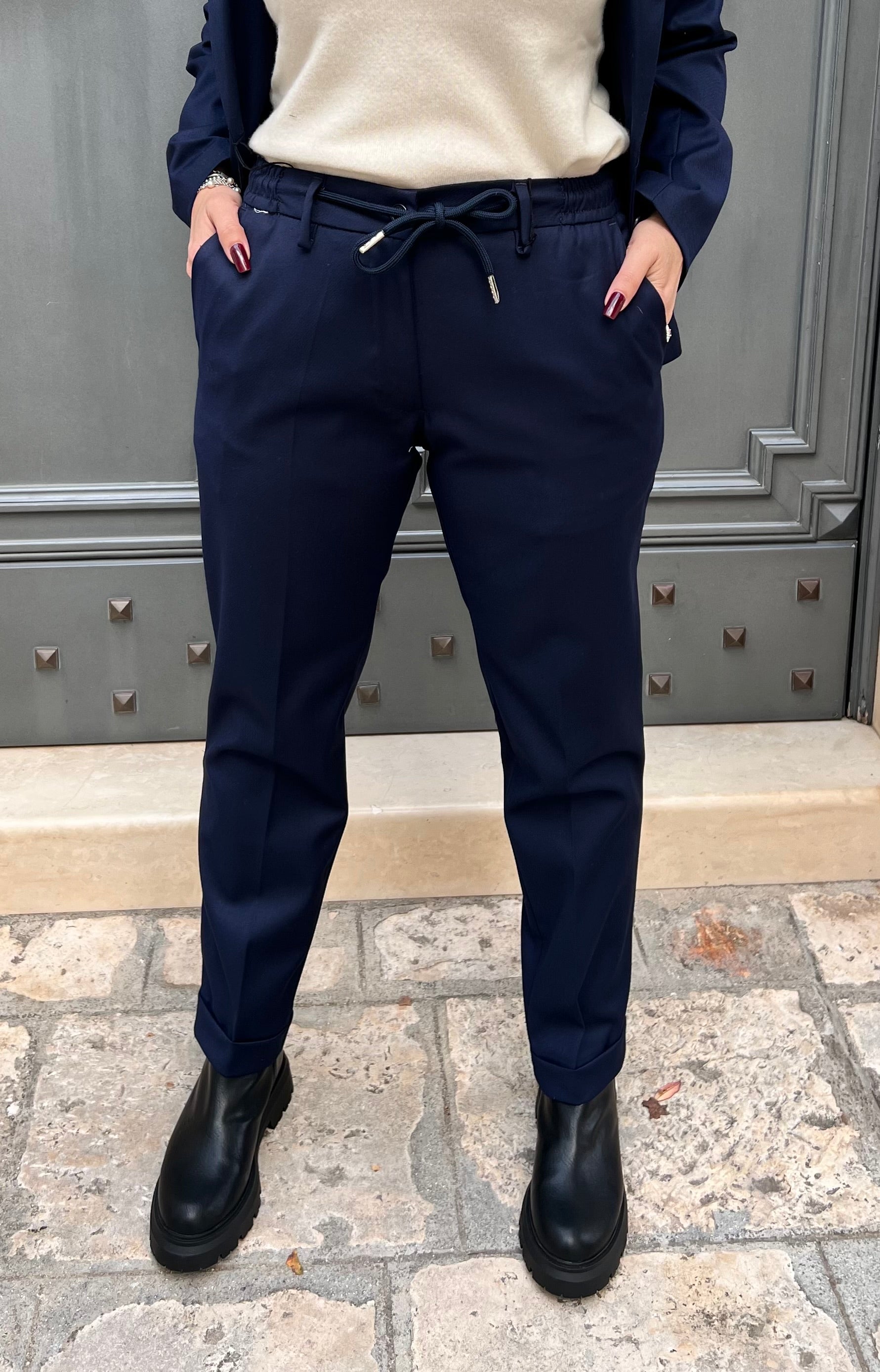 PANTALONE DONNA ELEGANTE CON COULISSE PLAZA BLU