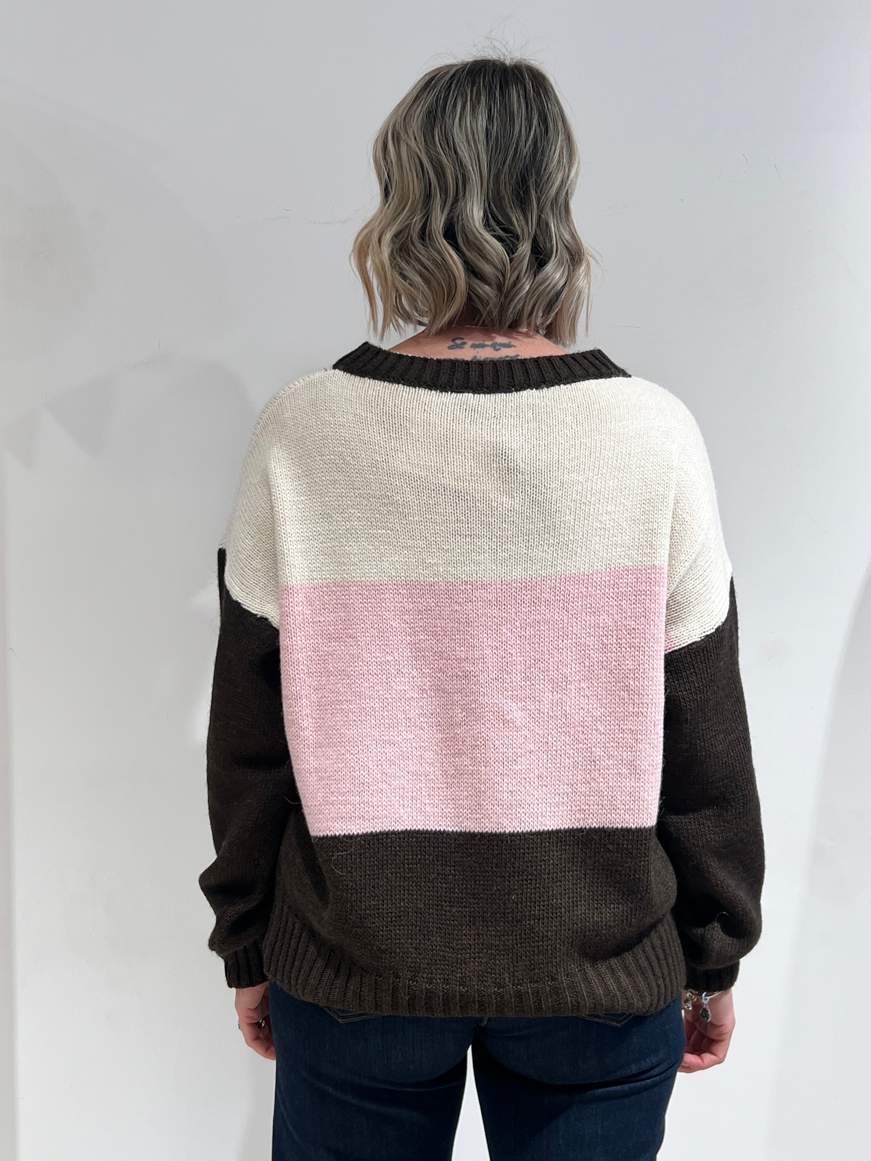 MAGLIA DONNA IN MISTO LANA  – MAGLIONE INVERNALE ELEGANTE MARRONE