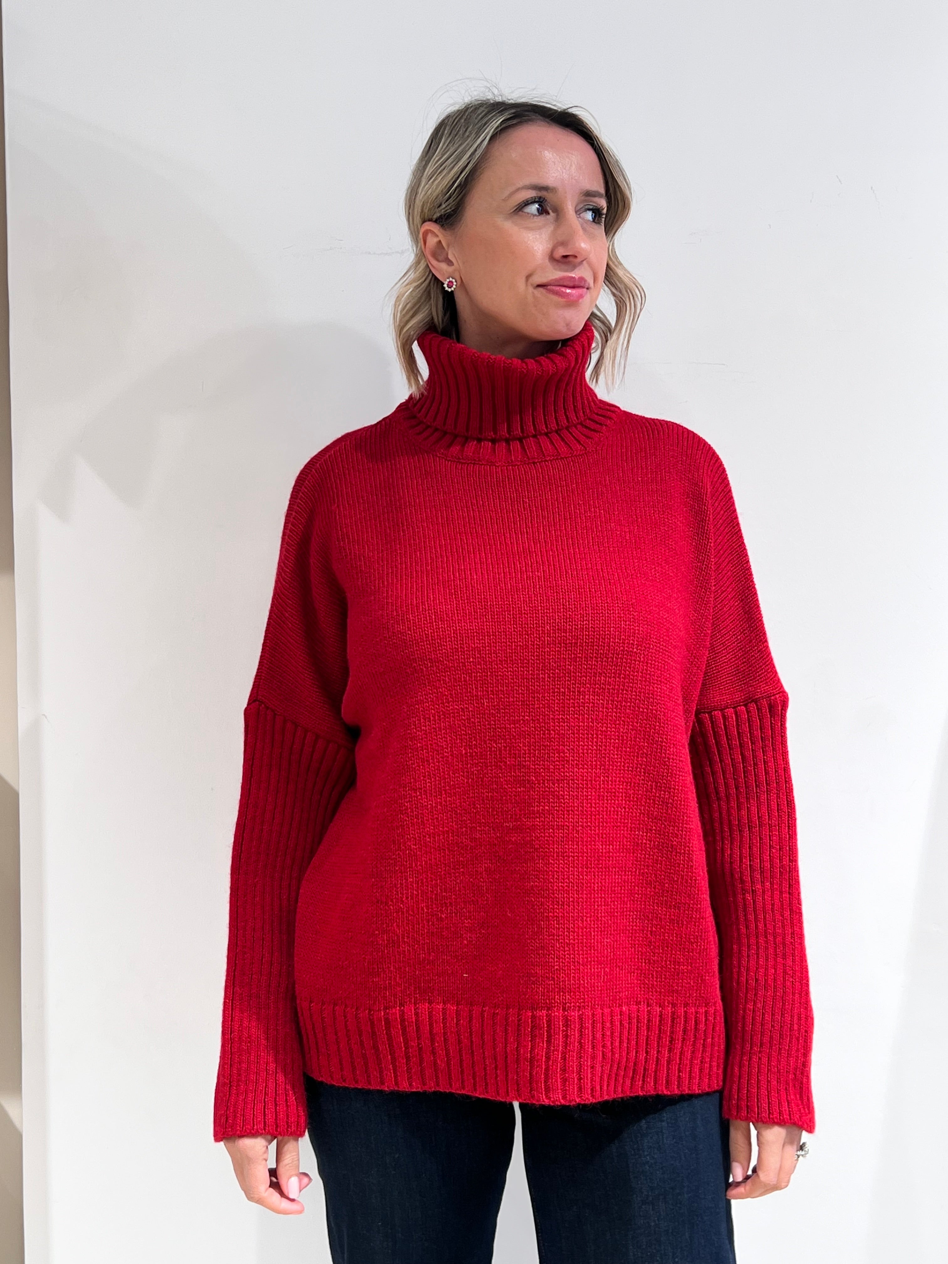 MAGLIA DONNA IN MISTO LANA CON COLLO ALTO – MAGLIONE INVERNALE