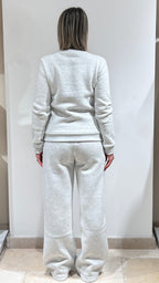 TUTA DONNA PLAZA FELPATA GIROCOLLO CON STAMPA E RICAMO COLORE GRIGIO