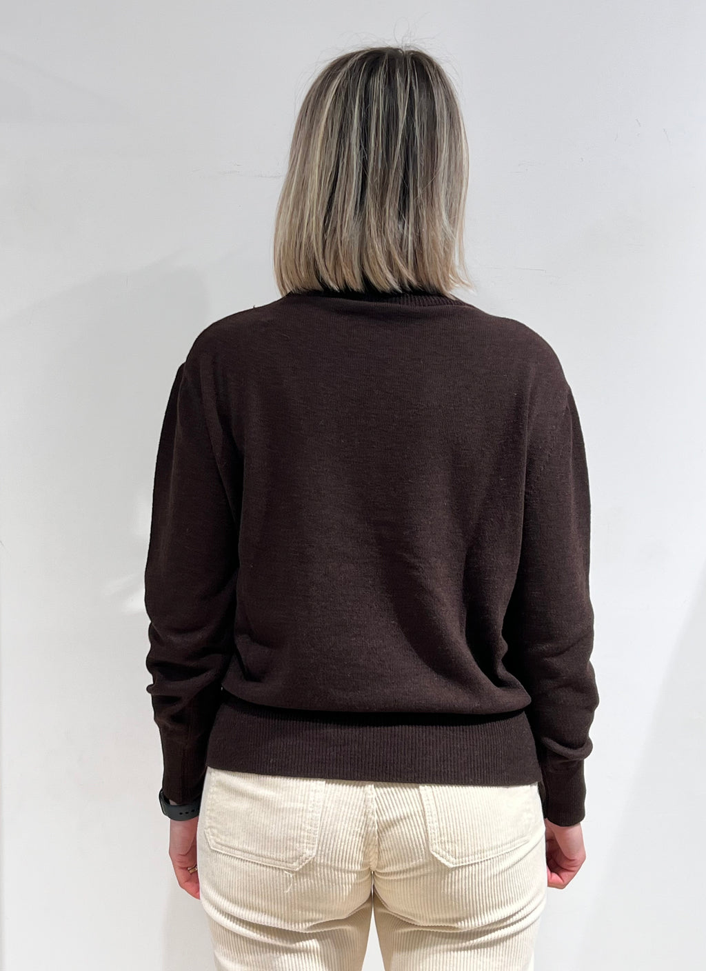 MAGLIA DONNA GIROCOLLO MISTO LANA MARRONE – MADE IN ITALY