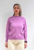 MAGLIA DONNA GIROCOLLO MISTO LANA LILLA – MADE IN ITALY