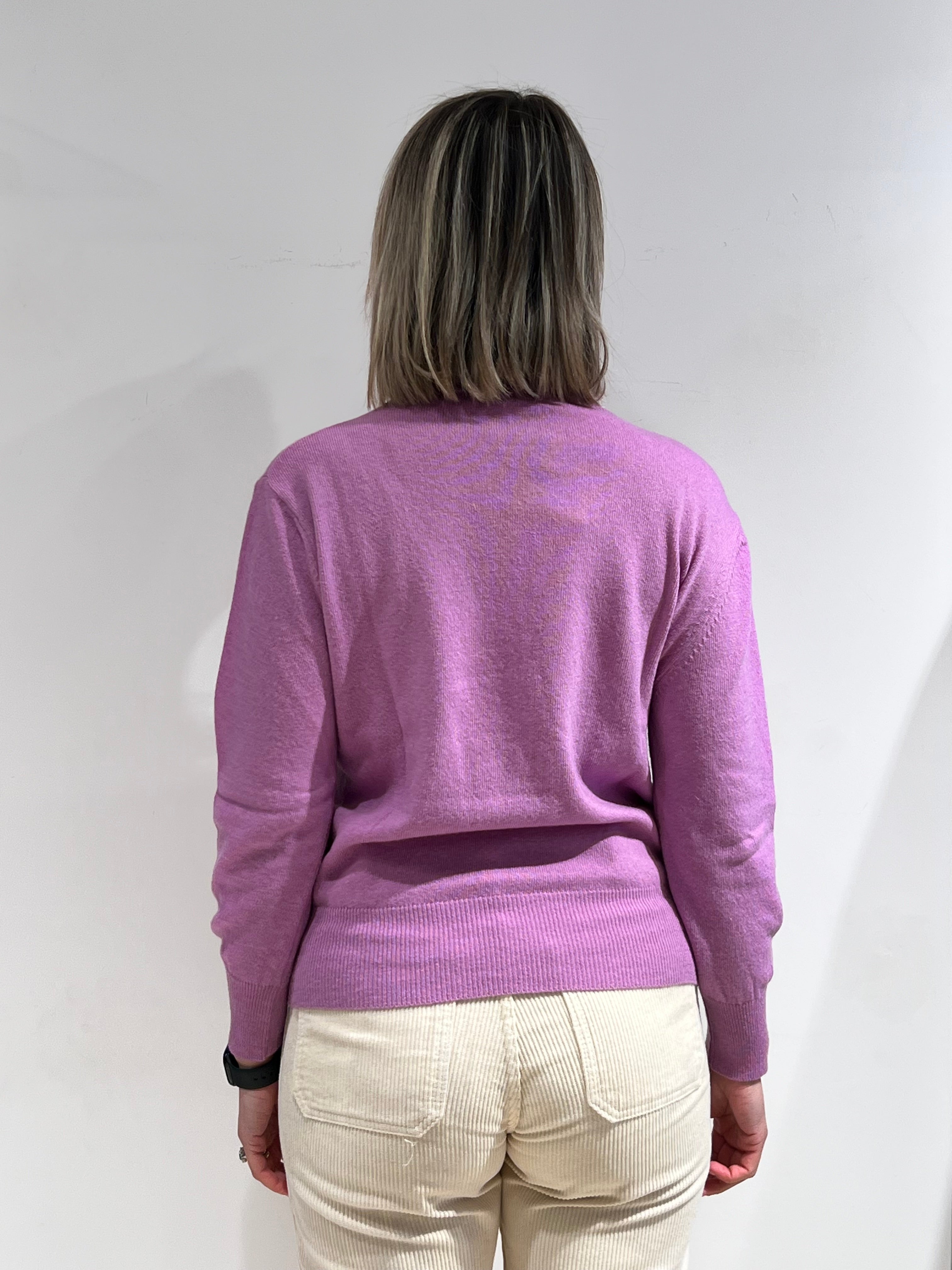 MAGLIA DONNA GIROCOLLO MISTO LANA LILLA – MADE IN ITALY