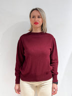 MAGLIA DONNA GIROCOLLO MISTO LANA BORDEAUX – MADE IN ITALY