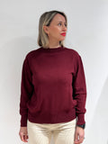 MAGLIA DONNA GIROCOLLO MISTO LANA BORDEAUX – MADE IN ITALY
