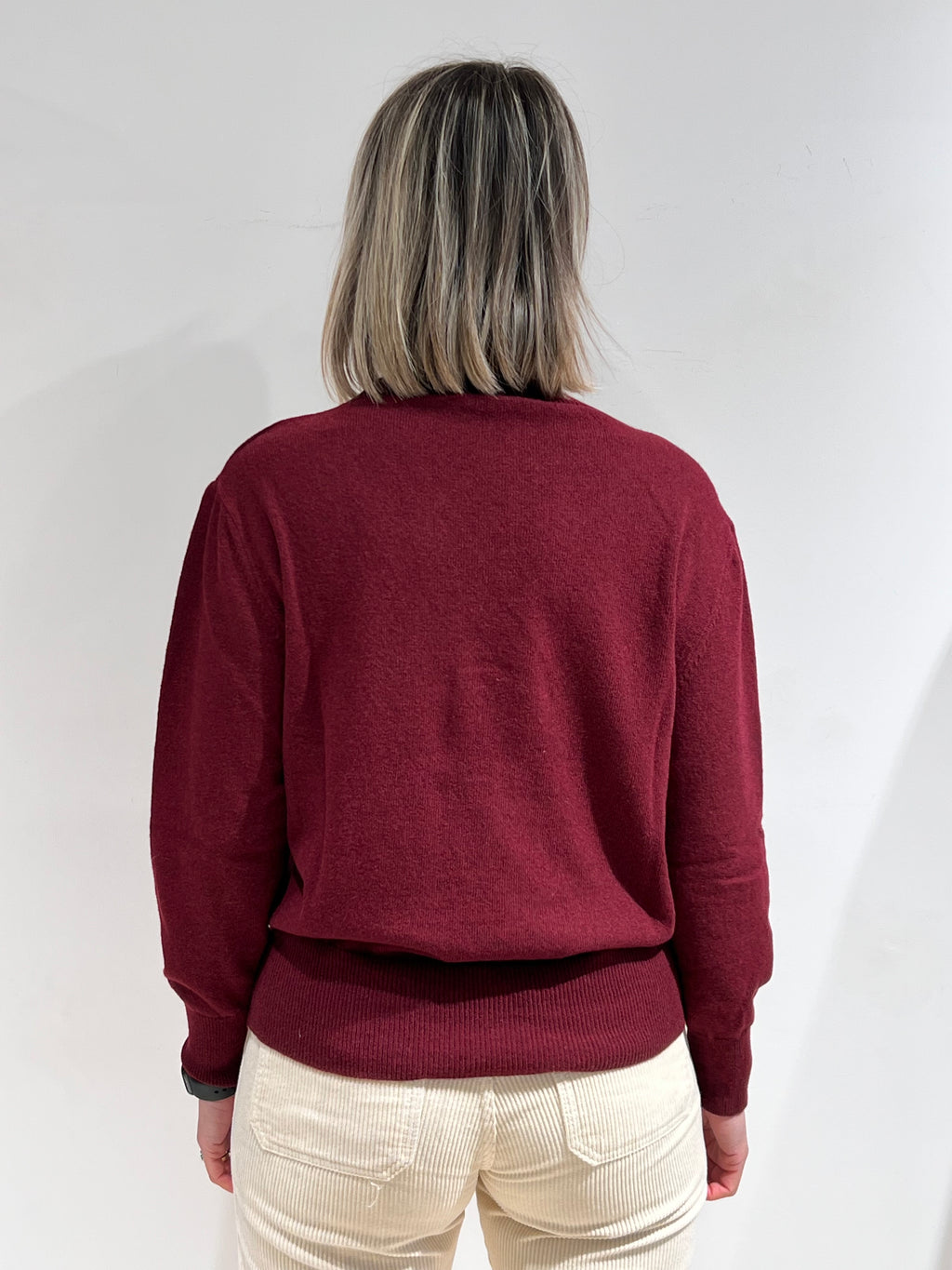 MAGLIA DONNA GIROCOLLO MISTO LANA BORDEAUX – MADE IN ITALY