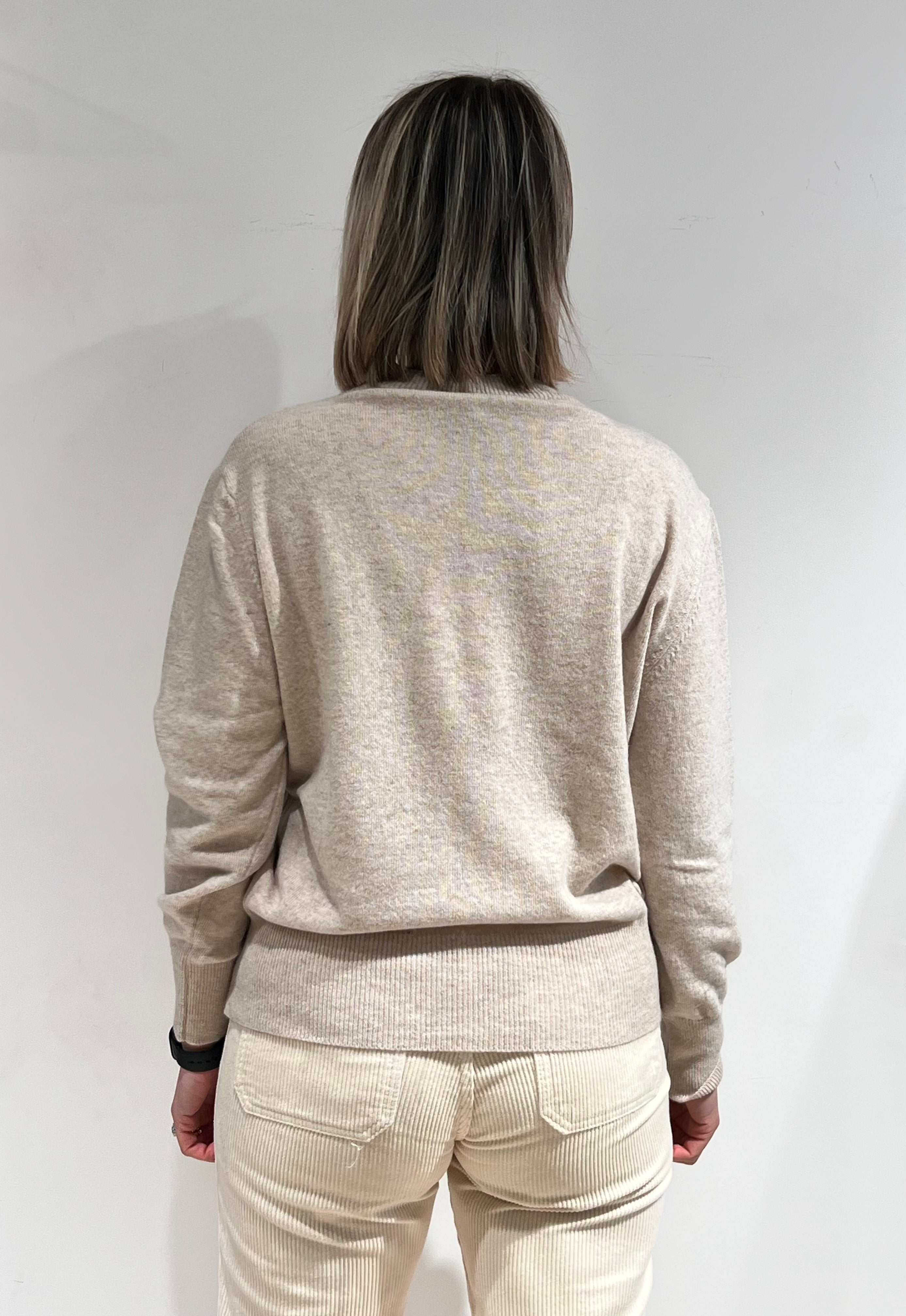 MAGLIA DONNA GIROCOLLO MISTO LANA PANNA – MADE IN ITALY