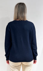 CARDIGAN DONNA SCOLLO A V IN MISTO LANA, VISCOSA E CASHMERE BLU