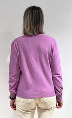 CARDIGAN DONNA SCOLLO A V IN MISTO LANA, VISCOSA E CASHMERE LILLA