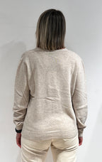 CARDIGAN DONNA SCOLLO A V IN MISTO LANA, VISCOSA E CASHMERE PANNA
