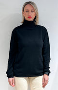 MAGLIA DONNA COLLO ALTO IN MISTO LANA, VISCOSA E CASHMERE NERO