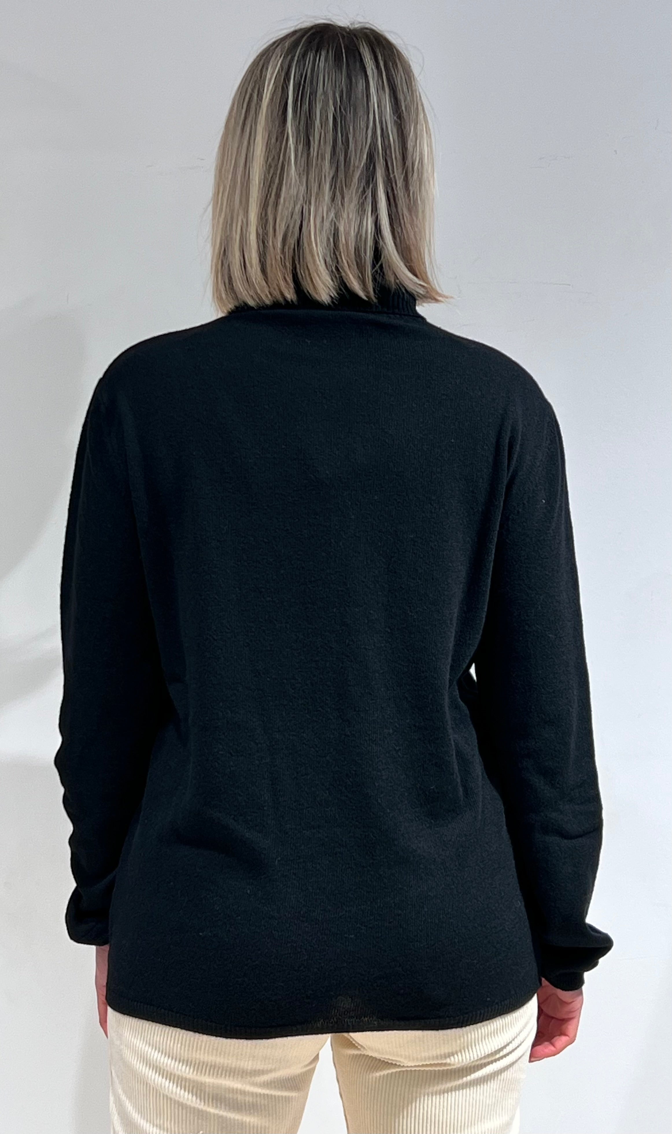 MAGLIA DONNA COLLO ALTO IN MISTO LANA, VISCOSA E CASHMERE NERO