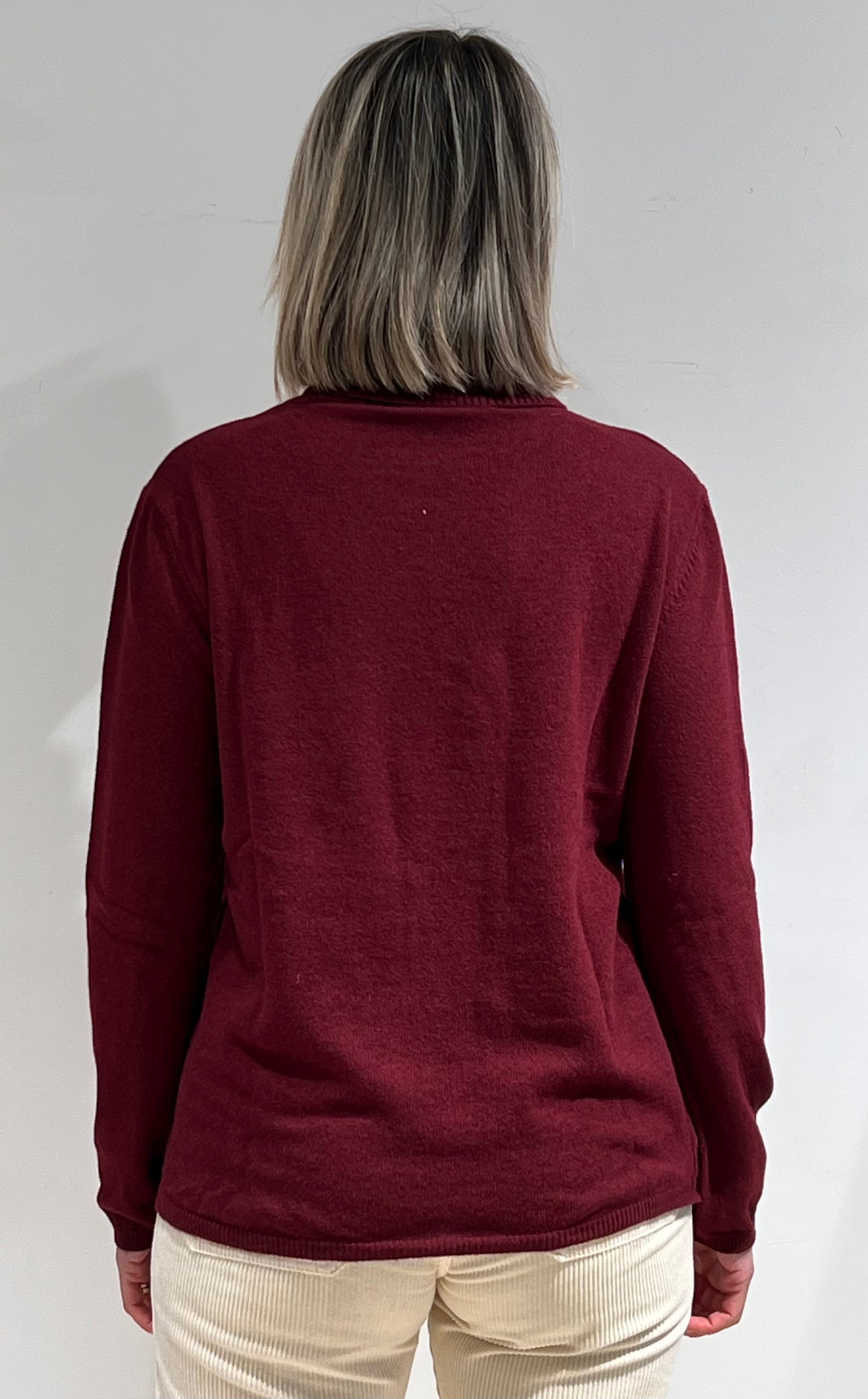 MAGLIA DONNA COLLO ALTO IN MISTO LANA, VISCOSA E CASHMERE BORDEAUX